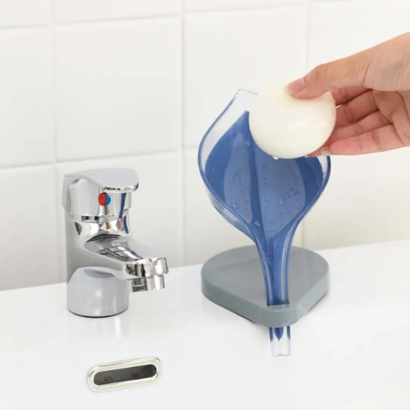 Непористый держатель для мыла на присоске мыльница в форме листа туалет белье