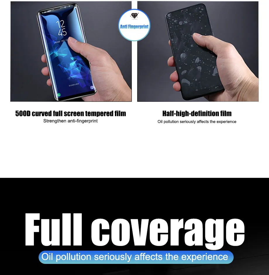 500D полностью изогнутое закаленное стекло для samsung Galaxy S9 S8 Plus Note 9 8 Защитная пленка для экрана на samsung S7 S6 Edge S9