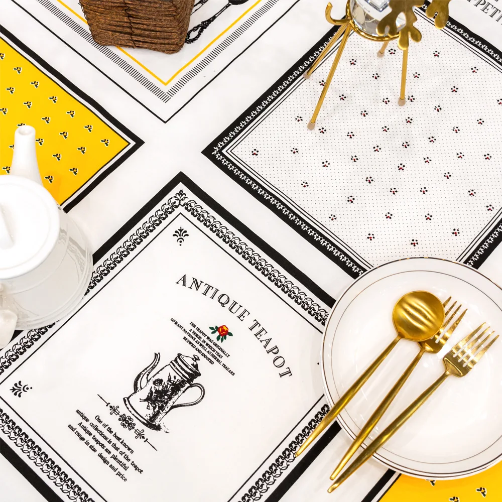 

New Nordic high-end table cloth cotton and linen cloth art square lattice table cloth waterproof tea table cloth