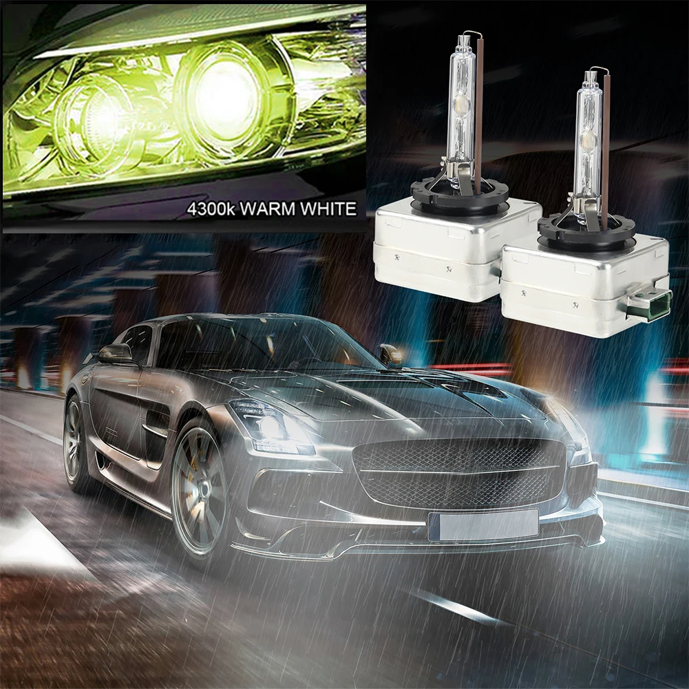 

1pair Front Xenon Lamp Replacement Easy Install Parts Quick Start Waterproof Car Headlight Bulb Aviation Aluminum Super Bright
