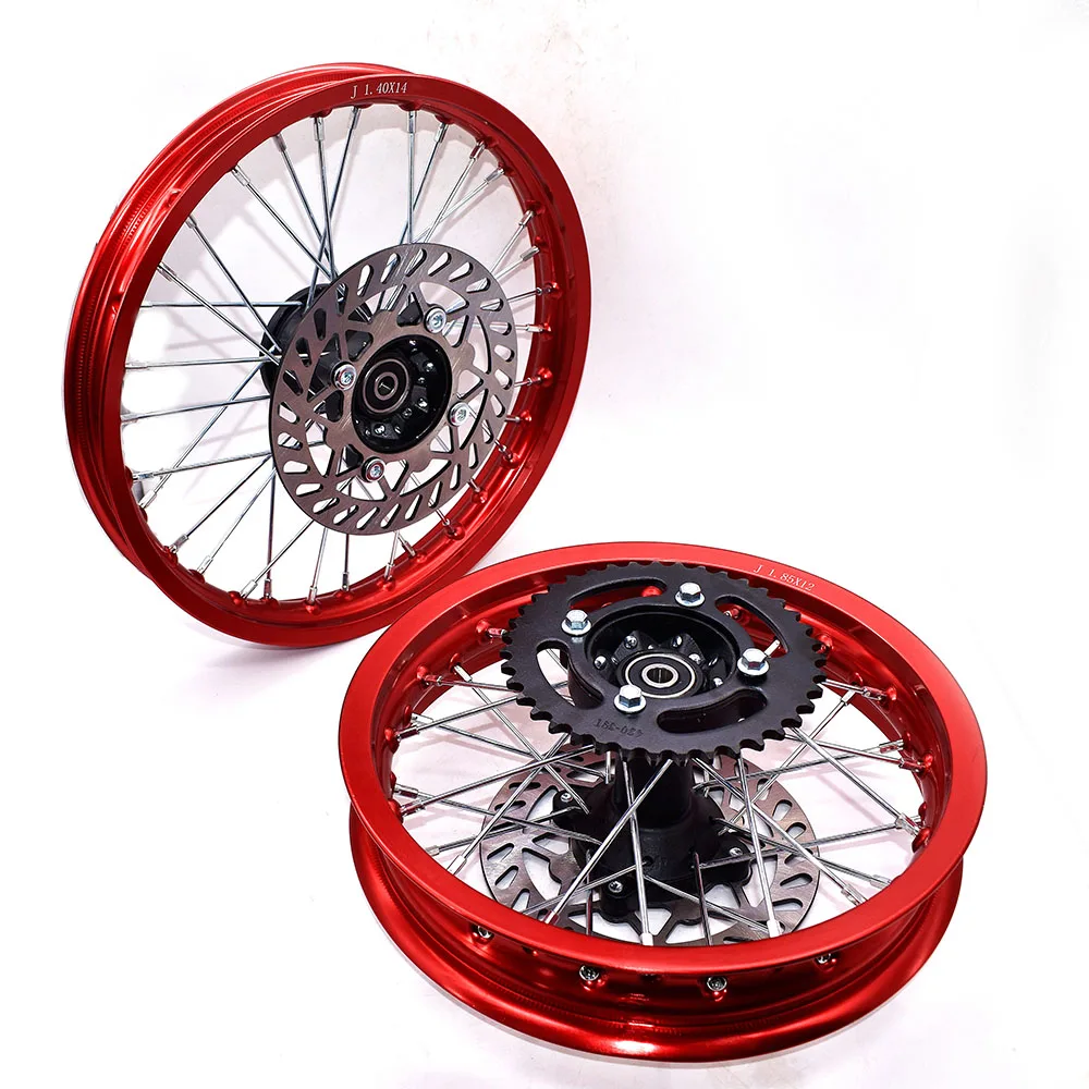 1.40-14 inch Front 1.85-12 inch Rear Rims Aluminum Alloy Wheel sprocket Disc Brake For KLX CRF Kayo BSE Dirt Pit Bike Motorcycle