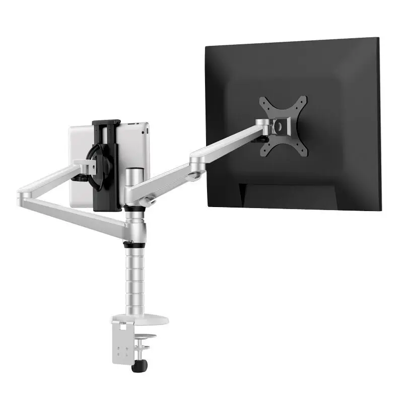 Offerte Supporto A 27 Pollici Regolabile Del Monitor Del Doppio Braccio Di Altezza Di Rotazione Completa Della Lega Di Alluminio Di OA-8Z + Doppio PC Della Compressa Del Braccio Sta 9-10 Pollici