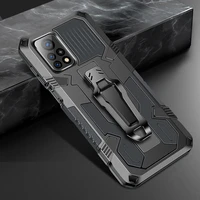 metal belt clip armor shockproof phone case for xiaomi redmi note 10 4g 10s strong anti fall stand bracket protective back cover