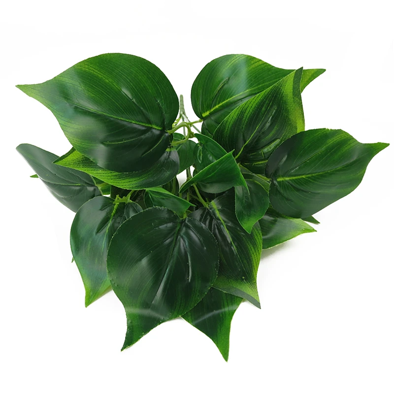 5 Branches Artificial Scindapsus Aureus Evergreen Leaf Home Decor Imitation Fern Plastic Grass Leaves |