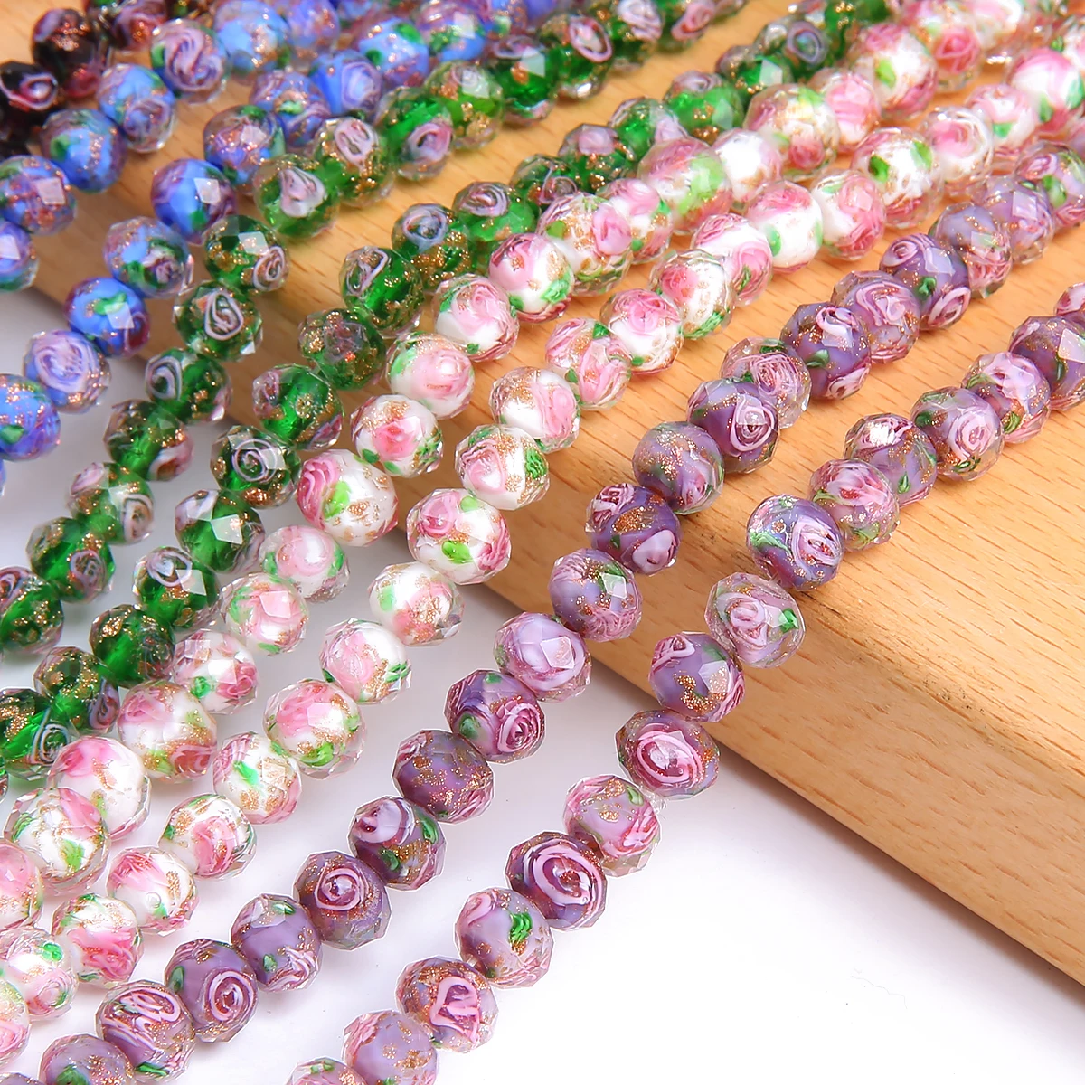 Бусины круглые граненые разноцветные 8/10/12 мм 10 шт. |