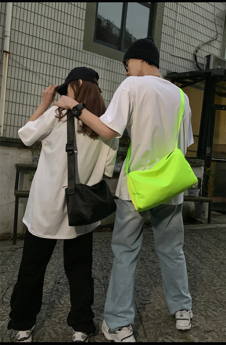 

2021 Summer Large Men's shoulder bag Orange Green Black crossbody bags for men Nylon Shoulder strap handbags Fashion Men's bags