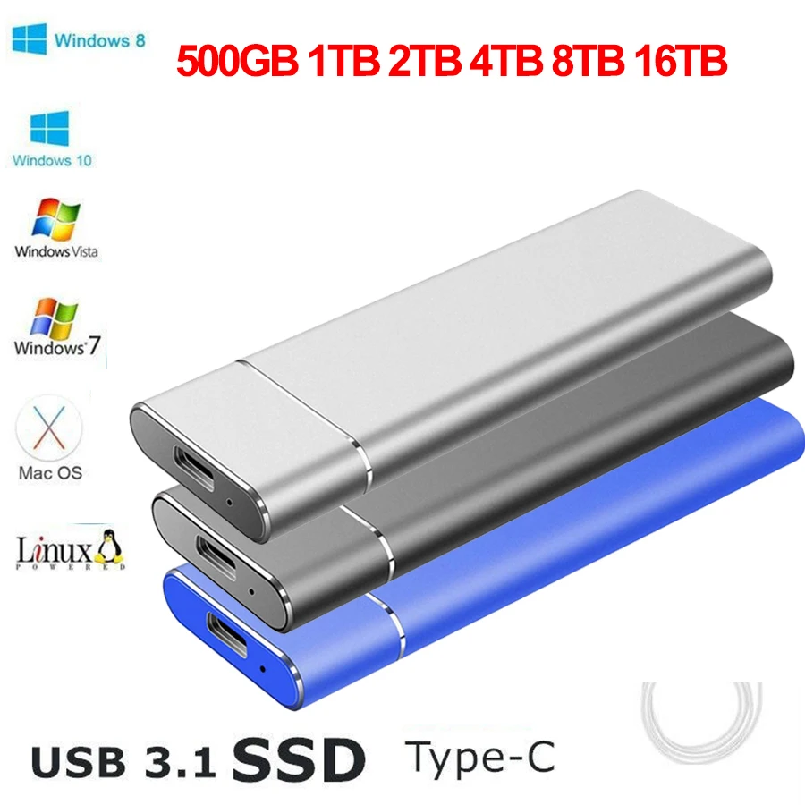 

SSD-накопитель Type-c USB 3,1 портативный, 8 ТБ, 16 ТБ