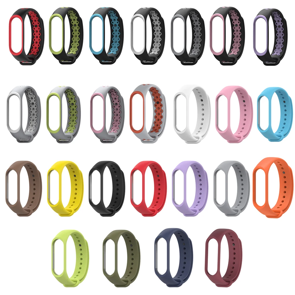 Замена для Xiaomi Mi Band 3/4 силиконовый браслет Двойные Цвета/Твердые спортивные часы