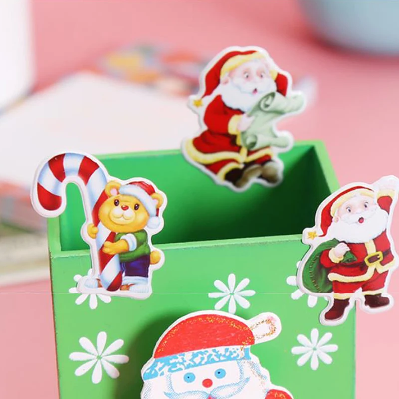 Pegatinas decorativas 3D de Navidad para ni&ntilde;os, 6 hojas, Santa Claus en forma de mu&ntilde;eco de nieve, pegatina, bricolaje, &aacute;lbum de recortes, Juguetes Divertidos para ni&ntilde;os, regalo de Navidad-4