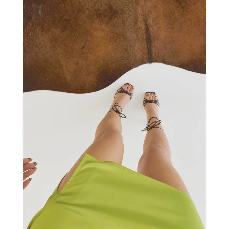 

Satin Women Strap Mini Dresses Summer Lace Up Backless Bodycon Sexy Party Elegant 2021 Club Christmas Slim Robes Femme Vestidos