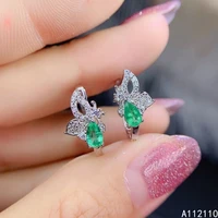 exquisite jewelry 925 sterling silver inset with natural gem womens popular fashion butterfly emerald earrings eardrop support