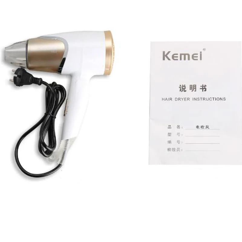 

kemei electric hair dryer KM-6832 mini hair dryer for student foldable handle 1800W power cold hot air Negative ion hair care