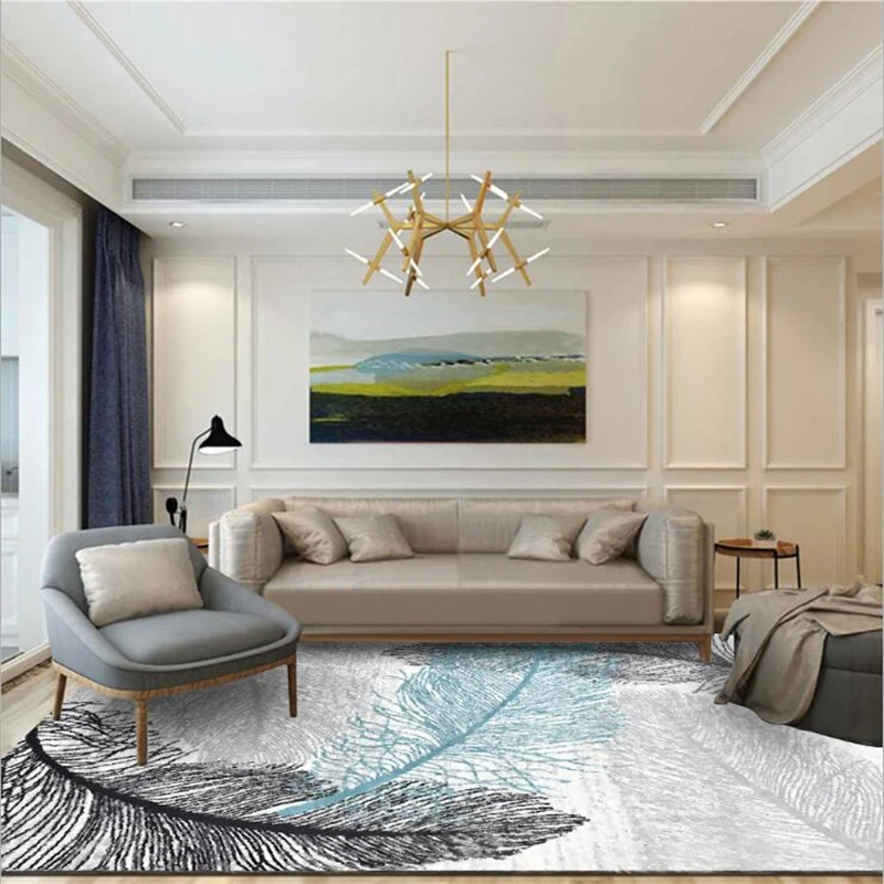 Напольные коврики в скандинавском стиле с узором виде перьев домашний декор для