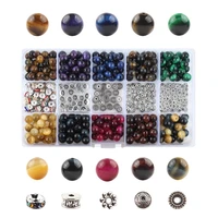 350pcs 8mm natural stone beads tiger eye beads kits box set bulk beads for jewelry making diy handmade bracelet accessories