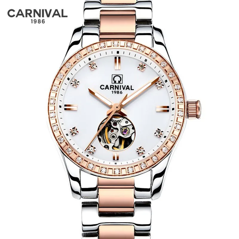 CARNIVAL Luxury Brand Ladies Bracelet Mechanical Watches Women Fashion Automatic Wristwatch Waterproof Luminous Relogio Feminino