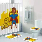 Занавеска для душа с героями мультфильмов Be Strong, супергероев, черная, для мальчиков, для ванной комнаты, набор штор для ванной, для африканского, американского принца, коврик для ванной