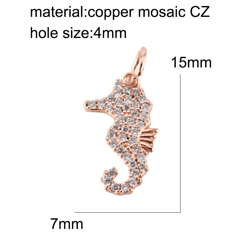 Gold Animal, Fish, and Shell Charms for DIY Jewelry Making with Copper Mosaic, CZ and Zircon Accents image 3