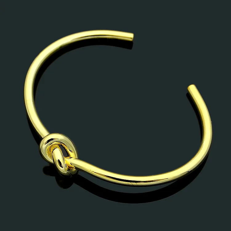 

New Trendy brand jewelry Women's Knotted Open Bracelet with Submetallic Edition Knotted Simple Bracelet