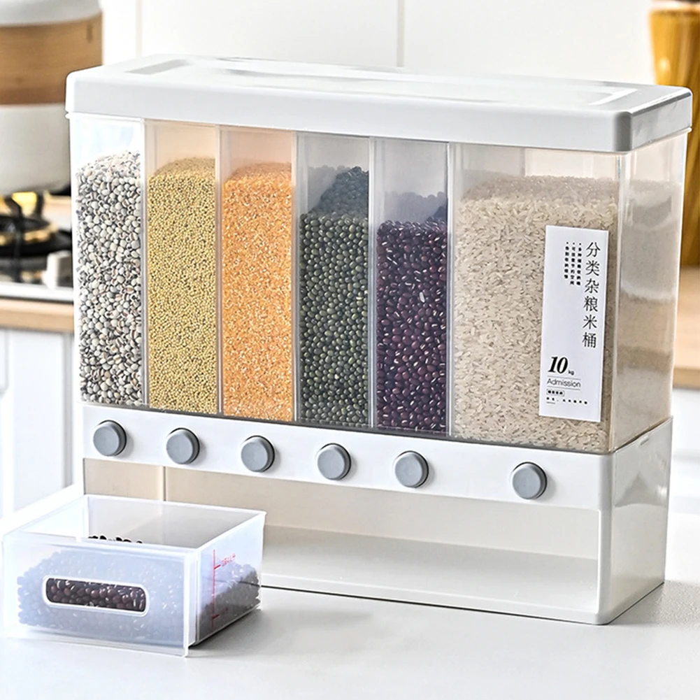 

Household Kitchen Sealed Rice Storage Box Wall-mount Cereal Grain Container Whole Grains Container Moisture Proof Food Dispener