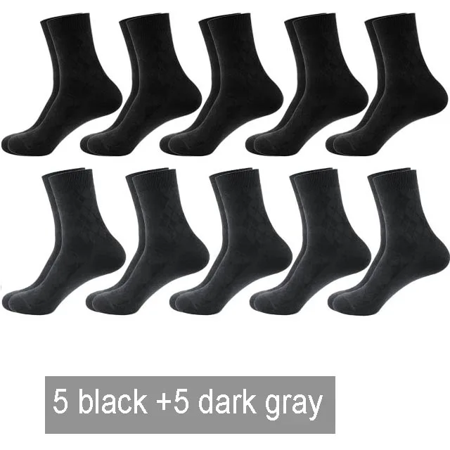 5black 5dark gray 10 пар Новые Осень/Зима теплые дышащие Дезодорант хлопковые носки для мужчин платье Подарки Высокое качество - Цвет: 5black 5dark gray