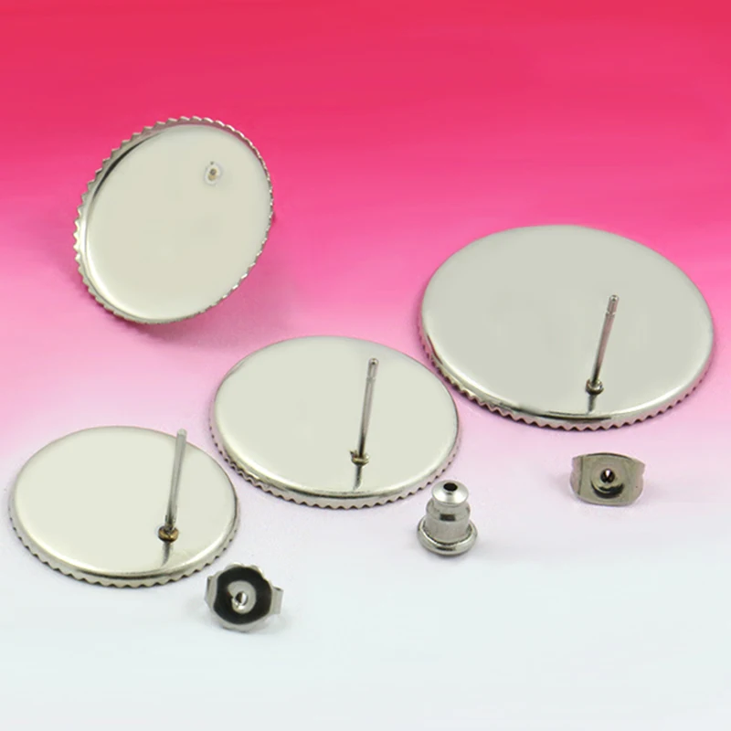 

10pcs 18/20/25mm Stainless Steel Earring Studs,Earrings Blank/Base,Fit 18/20/25mm Glass Cabochons,Buttons