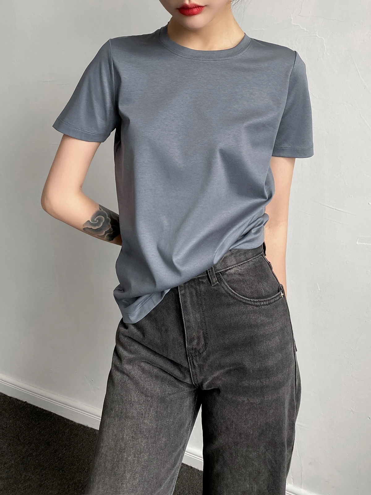 2020 Round Neck Short Sleeve Woman Loose Sumemr Silk Cotton T-shirts | Женская одежда