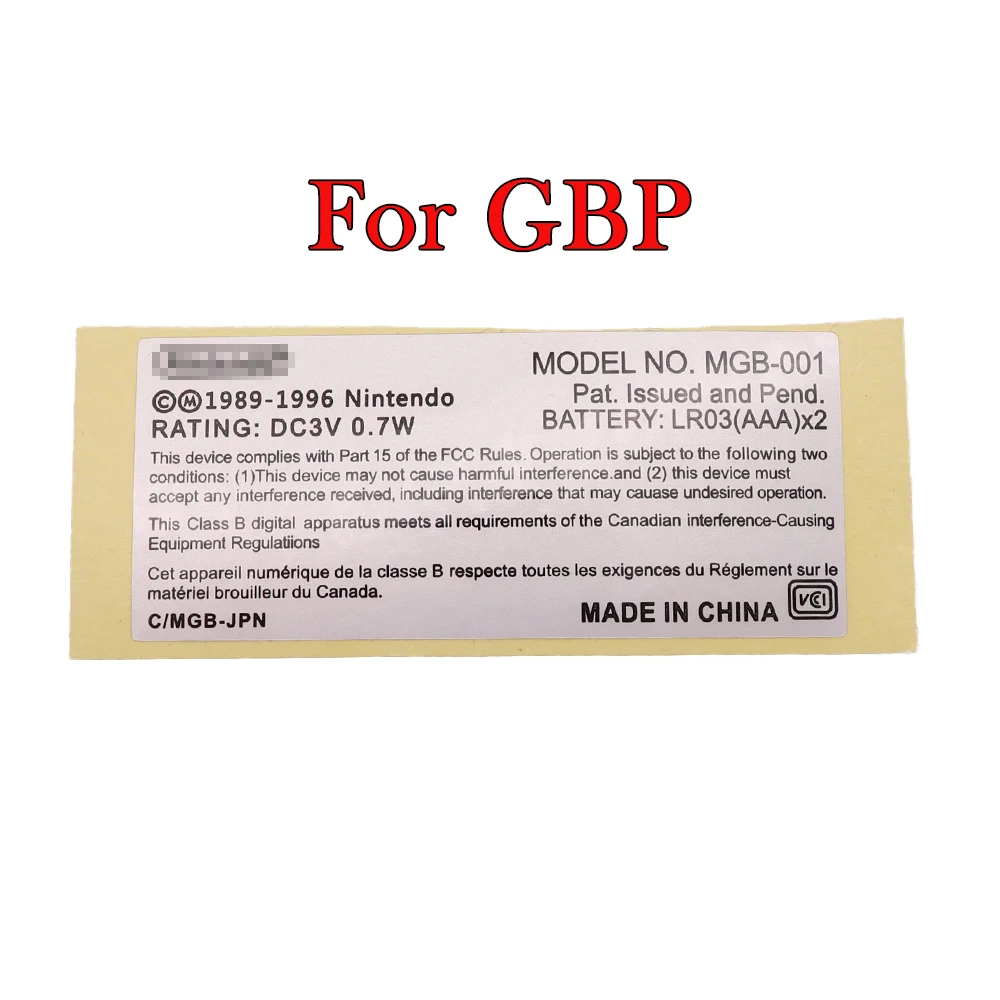 Для Nintendo Game Boy карманная запасная деталь информация о модели наклейка для GBP GBA GBC SP