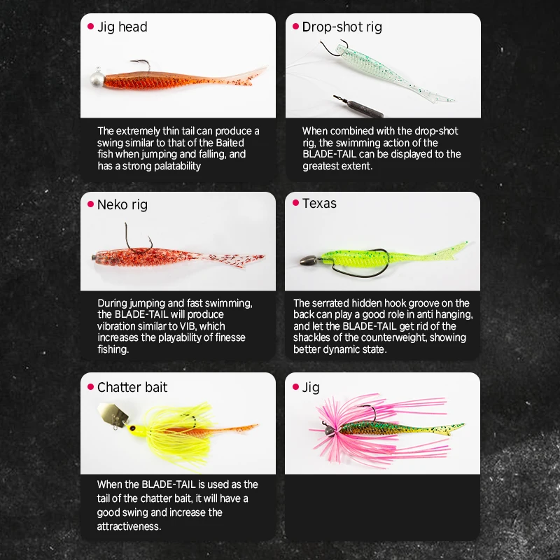 71/89MM ACX Original DLADE-Tail soft lure shad 1&amp2g 7&amp8Pcs Silicone baits for fishing pike bass Swimbait |
