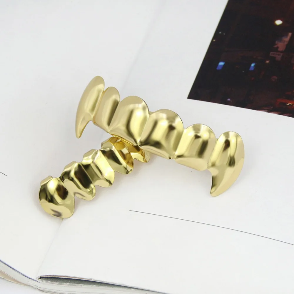GUCY пользовательский подходят золото посеребренные хип-хоп ЗУБЫ Grillz верхней и нижней вампира зубы-клыки грили Шапки Набор с силиконовым