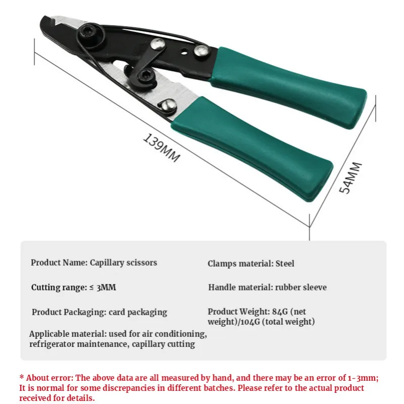 CT-1104-herramienta especial para cortar tubos de cobre, cortador capilar, refrigeración, tubo de cobre, tijeras, aire acondicionado