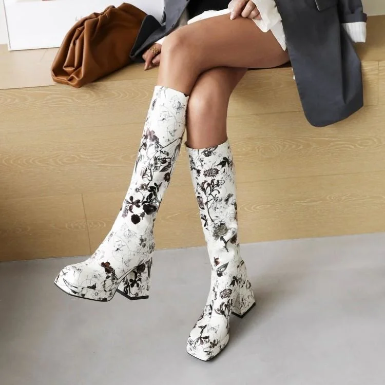 

2021 Autumn and Winter New Knight Boots Women's High Barrel Thick Heel Chimney Boots High Heel British Martin Boots No More Than