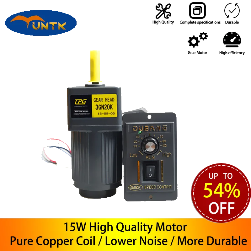 

15W 220V AC Gear Electric Motor With speed regulator Adjustable Speed Single Phase Asynchronous High Torque Deceleration