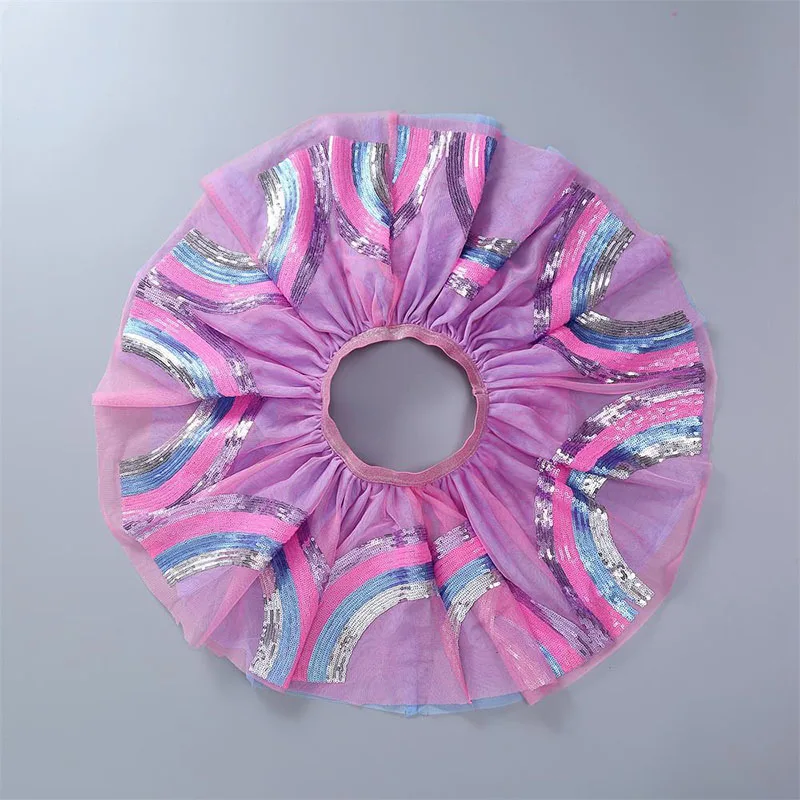 Юбки для девочек детская одежда радужная юбка с блестками милая сетчатая