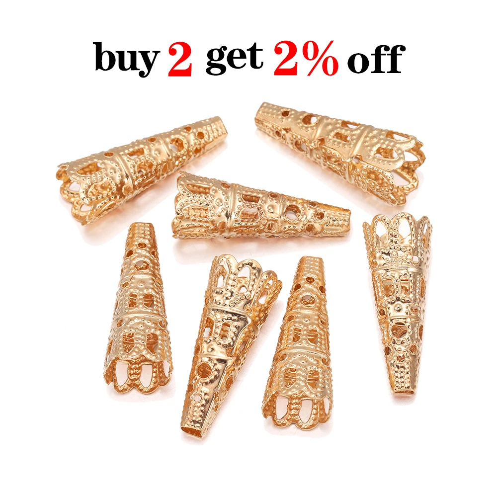 50 шт./лот антикварные полые филигранные концевые заглушки бусины Кристальные