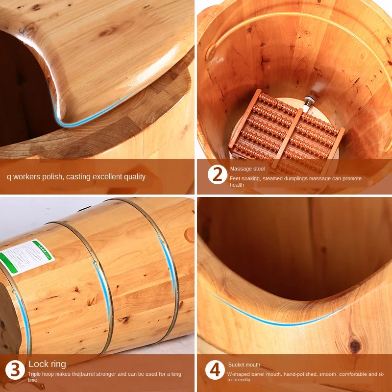 

Household Solid Wood Fumigation Health Foot Bath Barrel Handmade Comfortable Constant Temperature Stamped High Deep Barrel