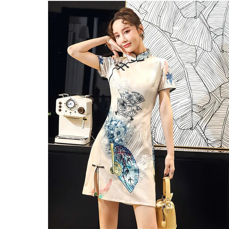 Sheng Coco Мини Свободные китайские Cheongsam платья свободные Qipao короткое китайское