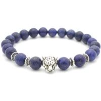 bangle lapis lazuli bracelet leopard head beaded mens yoga chakra energy bracelet spherical bead handmade jewelry gift evil eye