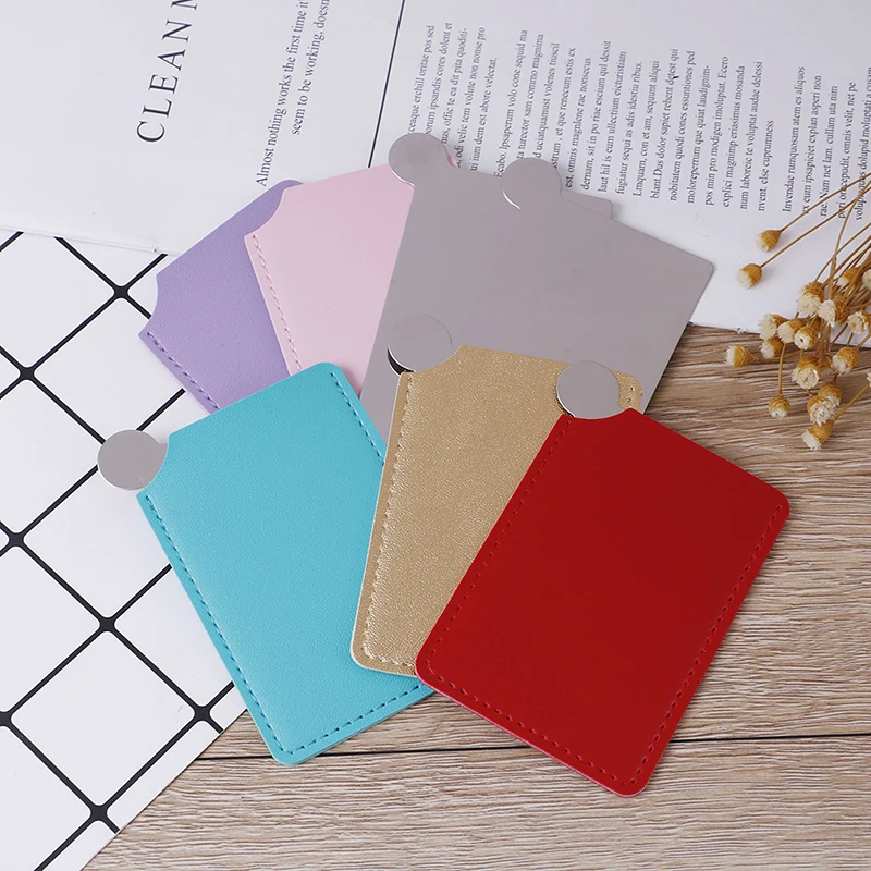 

1PCS Fashion Stainless Steel Cosmetic Mirror Portable Travel Shatter-proof Makeup Mirror With Carry Sleeve Birthday Gift