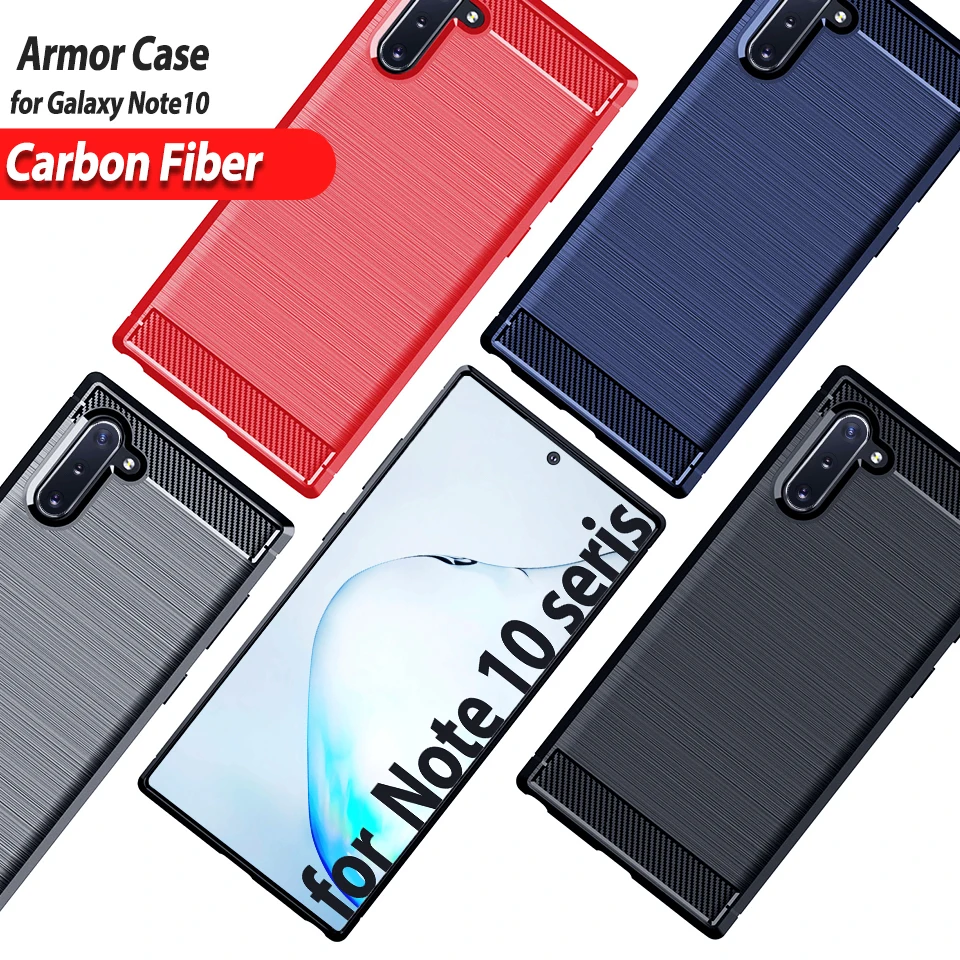 Матовый чехол из углеродного волокна для samsung Galaxy Note 10 Plus + защитный силиконовый