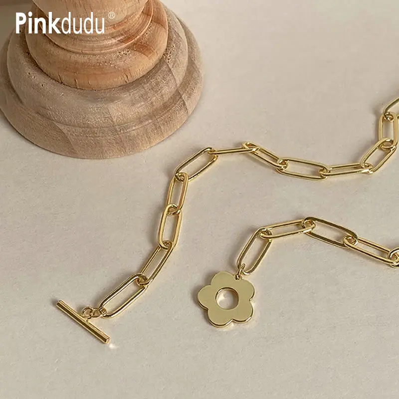 Pinkdudu новый уникальный дизайн Золотая цепочка для ключиц ожерелье воротник
