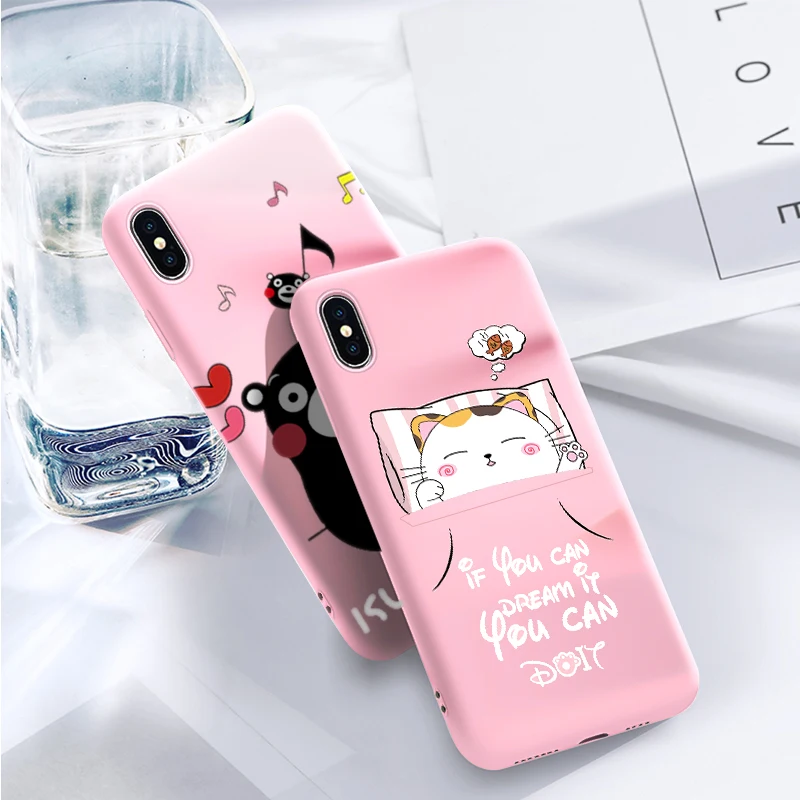 KSTUCNE Cute Case On For iPhone 6 6s 7 8 TPU Silicone Back Cover for X 6S Plus Fashion Funny Matte Soft Cases |