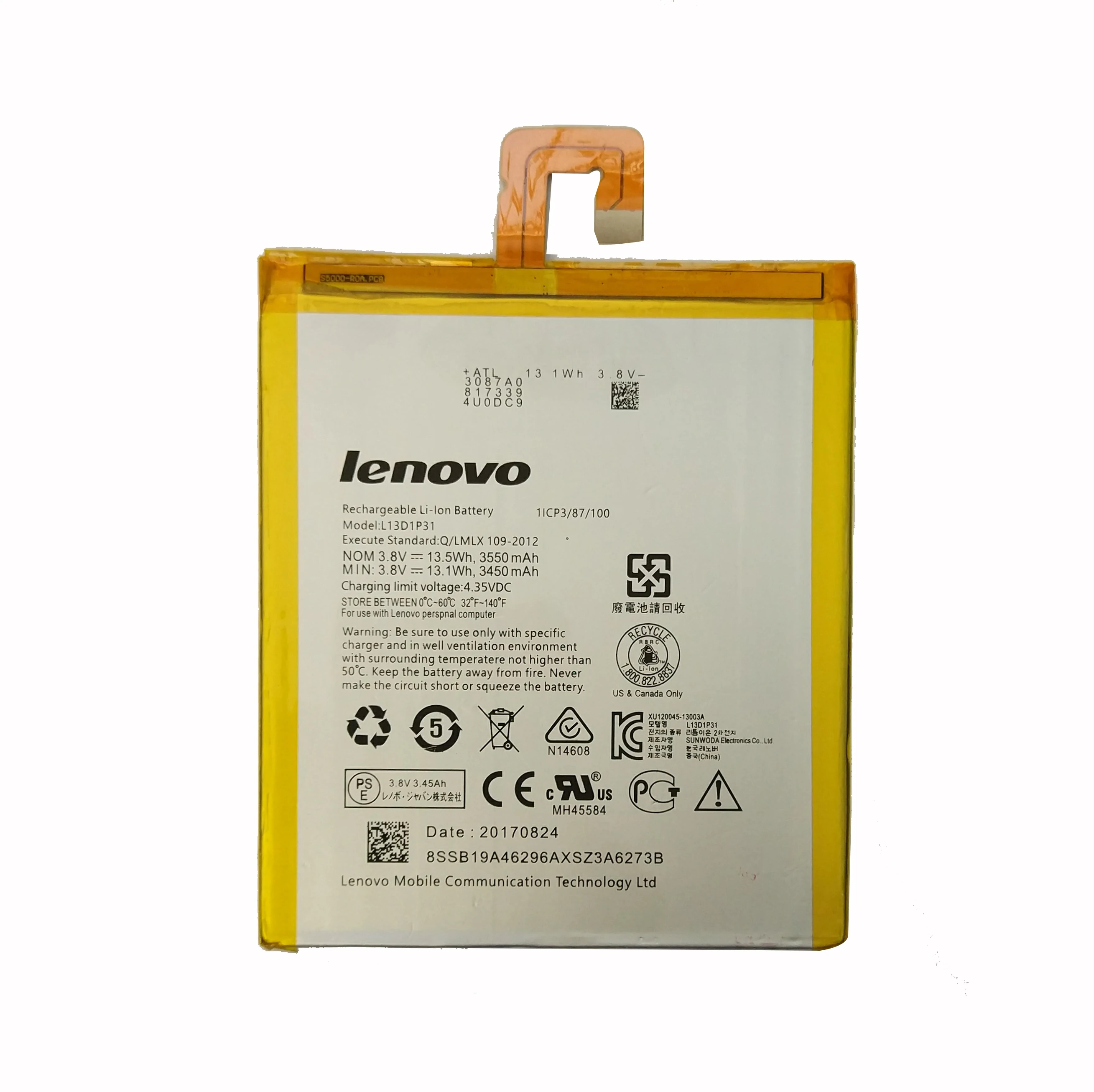 3500 мА/ч оригинал Батарея для lenovo IdeaTab 4 TB 7304X ЖК дисплей Tab 7304F 7304 7304i L13D1P3 планшет