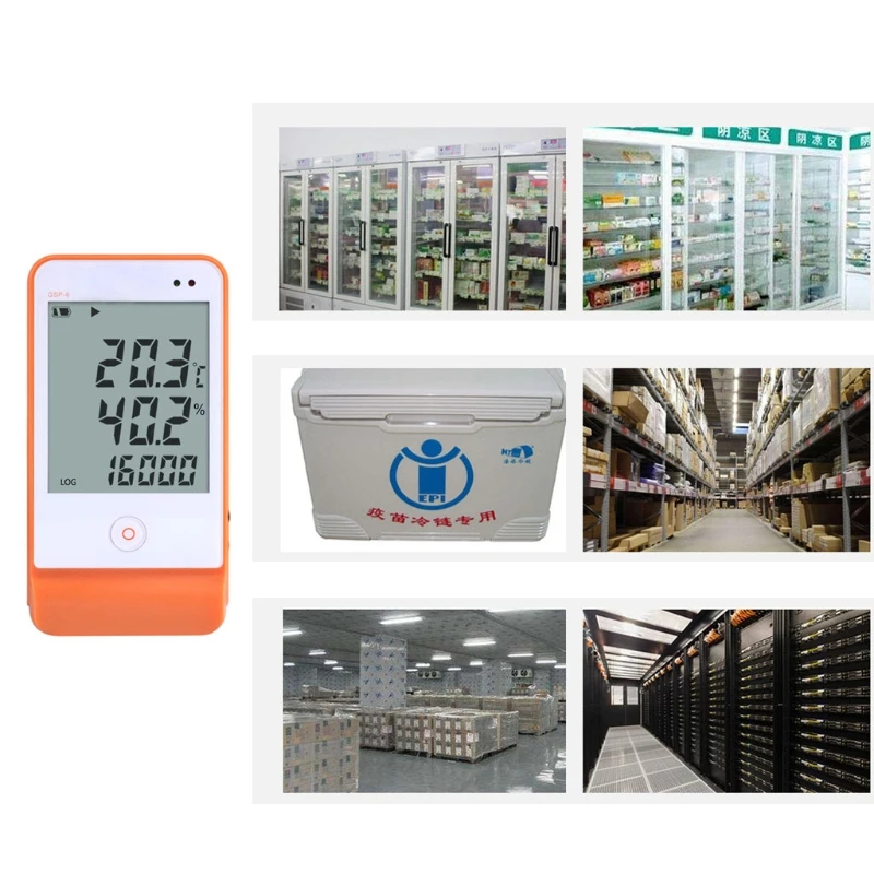 

USB GSP-6 Temperature and Humidity Data Logger High Precision Probe Smart Sound and Light Alarm LCD Display Recorder
