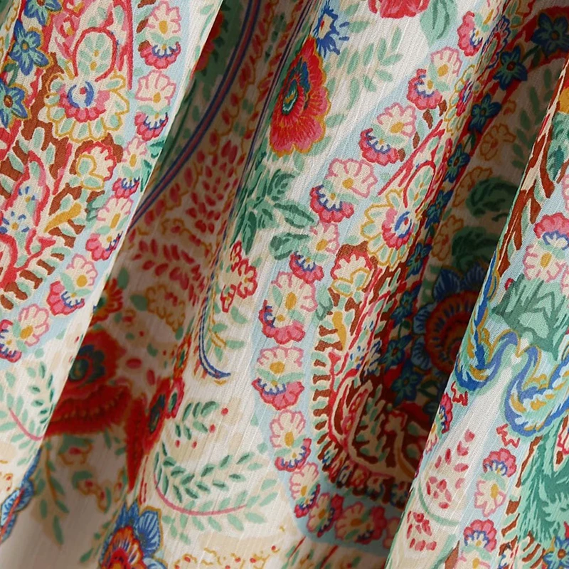 

SISPELL Lantern Long Sleeve Dresses For Female Deep V Neck Ditsy Floral Loose Fold Pleated Women's Vintage Dress Fashion New