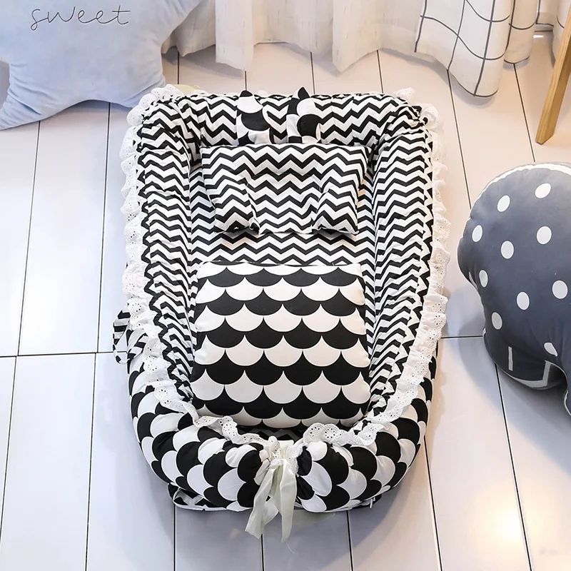 

55*90 Mobile Portable Crib Baby Nest Bed Portable Crib Travel Bed Infant Toddler Cotton Cradle For Newborn Baby Bassinet Bumper