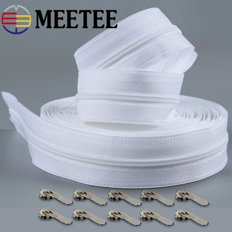 10 метров Meetee нейлоновые молнии 3 # белый/черный стеганая молния длинная DIY подушки