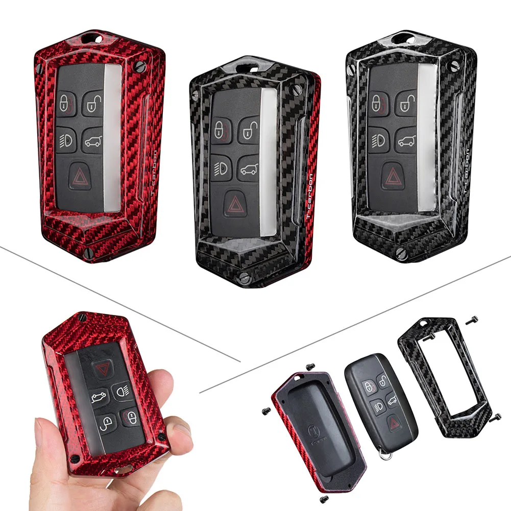 

Carbon Fiber Car Key Fob Case Cover For Land Rover Range Rover Sport Evoque Velar Discovery Sport LR4 For Jaguar XE XF XJ F-PACE