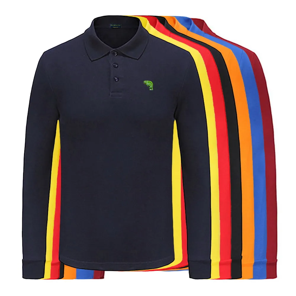 

Embroidered New Design100%Cotton Men's Polos Shirt High Quality Casual Men's Long Sleeve Polos Hommes Tops Tees 1AD01
