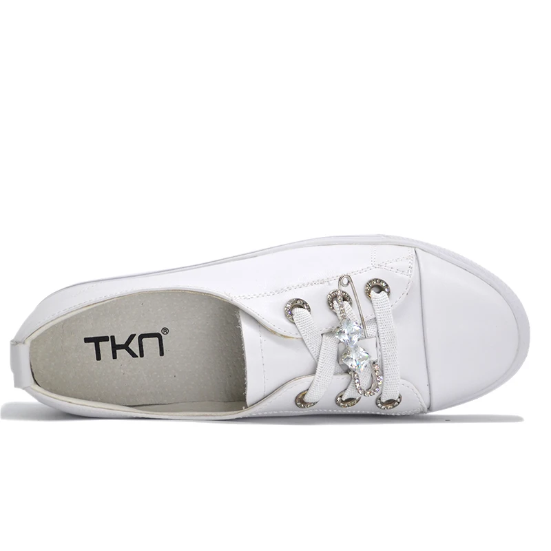 Женские кожаные туфли на плоской подошве TKN белые удобные повседневные кроссовки