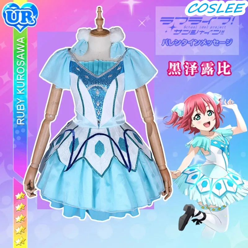 

COSLEE аниме LoveLive Sunshine!Aqours Kurosawa Ruby Косплей Костюм Аквамарин новая мировая униформа для Хэллоуина